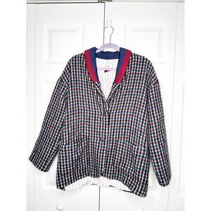 KULE The Nathan Blue Check Wool Blend Blazer Jacket Women's Size Large L